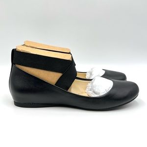Jessica‎ Simpson Size 7 Mandayss Black Faux Vegan Leather Ballet Flats Shoes